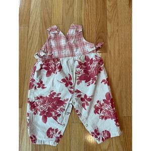 Vintage Guess Jeans Baby Overalls 12M Floral Plaid Heart Button Made in USA 90's